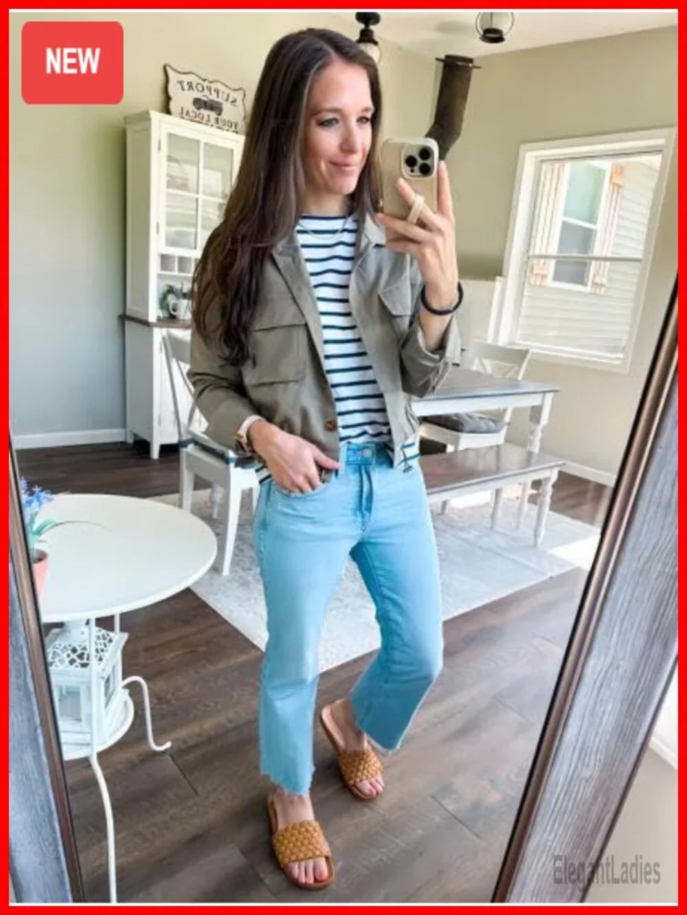 Women's Cropped Military Jacket with Pockets, Oversized Utility Anorak,